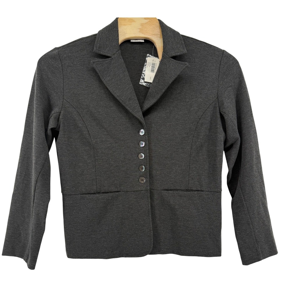 NWT Chicos Ponte Darlene Charcoal Gray Knit Blazer Jacket Sz 3 XL Work‎ Business